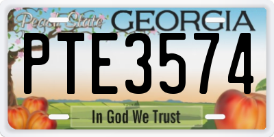 GA license plate PTE3574