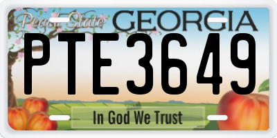 GA license plate PTE3649
