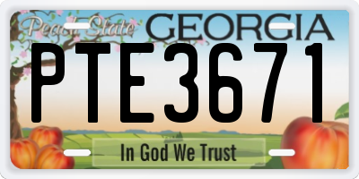 GA license plate PTE3671