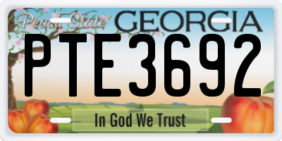 GA license plate PTE3692