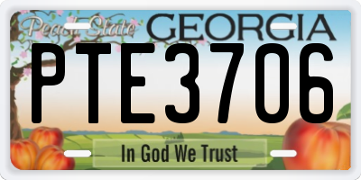 GA license plate PTE3706