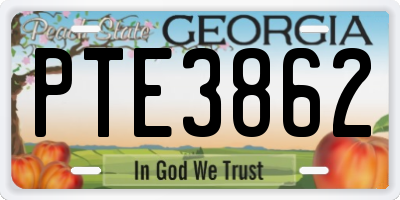 GA license plate PTE3862