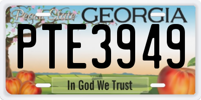 GA license plate PTE3949