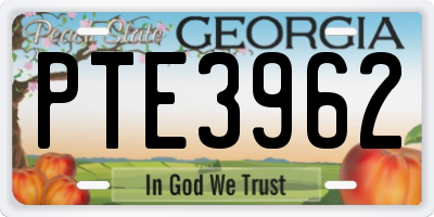 GA license plate PTE3962