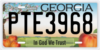 GA license plate PTE3968