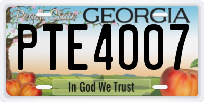 GA license plate PTE4007
