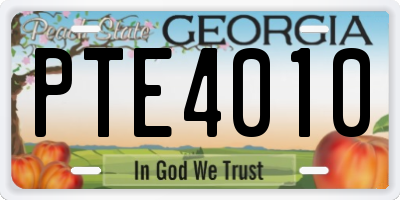 GA license plate PTE4010