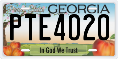 GA license plate PTE4020