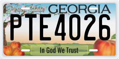 GA license plate PTE4026