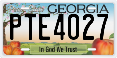 GA license plate PTE4027