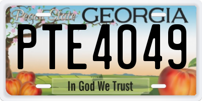 GA license plate PTE4049