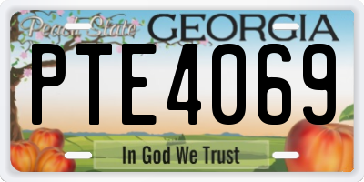 GA license plate PTE4069