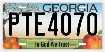 GA license plate PTE4070