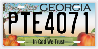 GA license plate PTE4071