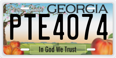 GA license plate PTE4074