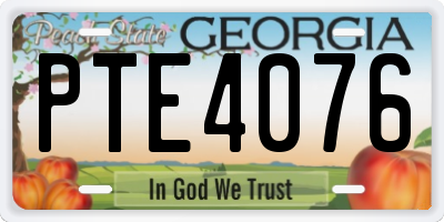 GA license plate PTE4076