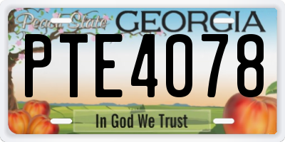 GA license plate PTE4078