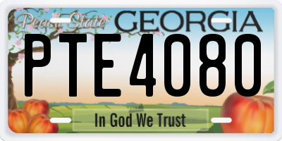 GA license plate PTE4080