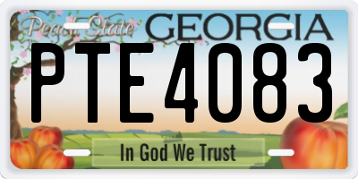 GA license plate PTE4083