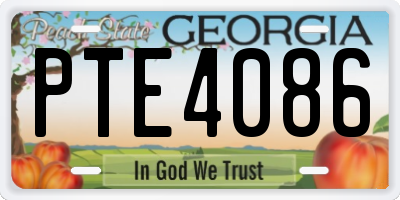 GA license plate PTE4086