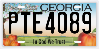 GA license plate PTE4089