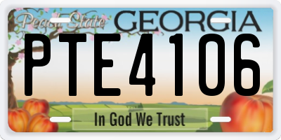 GA license plate PTE4106