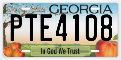 GA license plate PTE4108