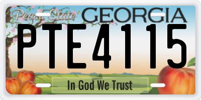 GA license plate PTE4115