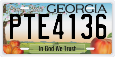 GA license plate PTE4136