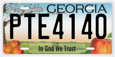 GA license plate PTE4140