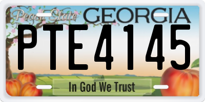 GA license plate PTE4145