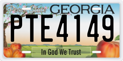 GA license plate PTE4149