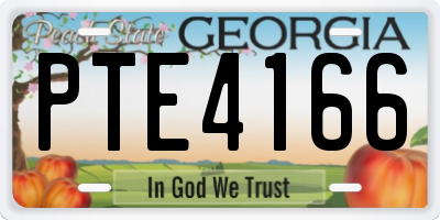 GA license plate PTE4166