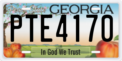 GA license plate PTE4170