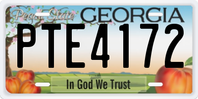 GA license plate PTE4172