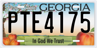 GA license plate PTE4175