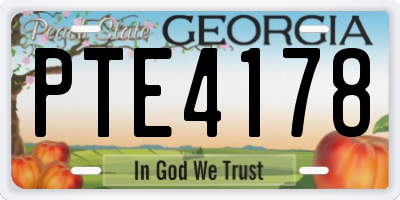 GA license plate PTE4178