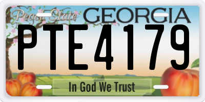 GA license plate PTE4179