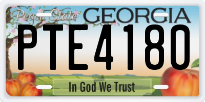 GA license plate PTE4180