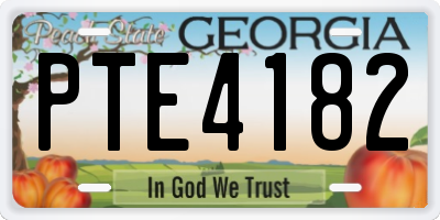 GA license plate PTE4182