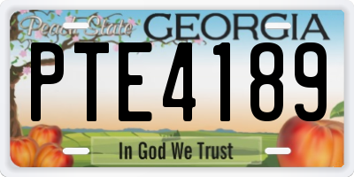 GA license plate PTE4189