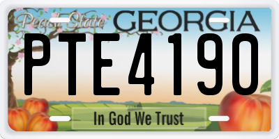 GA license plate PTE4190