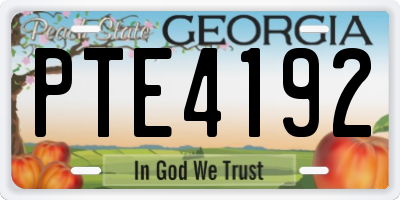 GA license plate PTE4192