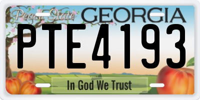GA license plate PTE4193