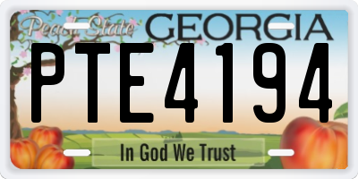GA license plate PTE4194