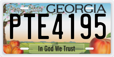 GA license plate PTE4195