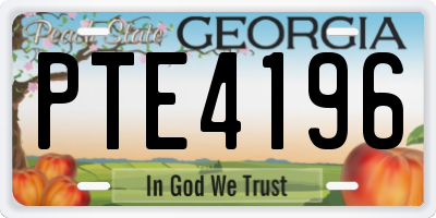 GA license plate PTE4196