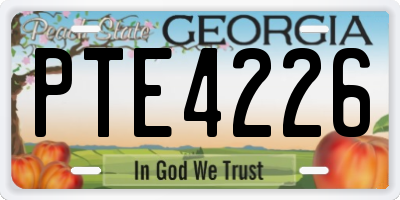 GA license plate PTE4226