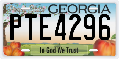 GA license plate PTE4296