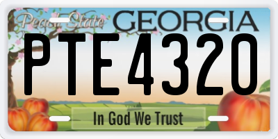 GA license plate PTE4320